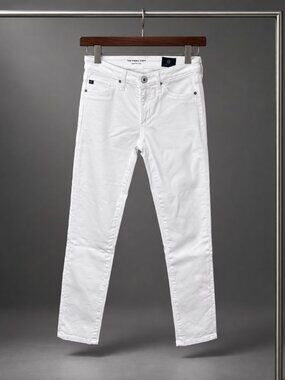 AG Adriano Goldschmied The Prima Crop Cigarette Crop White Sateen Jeans Size 23